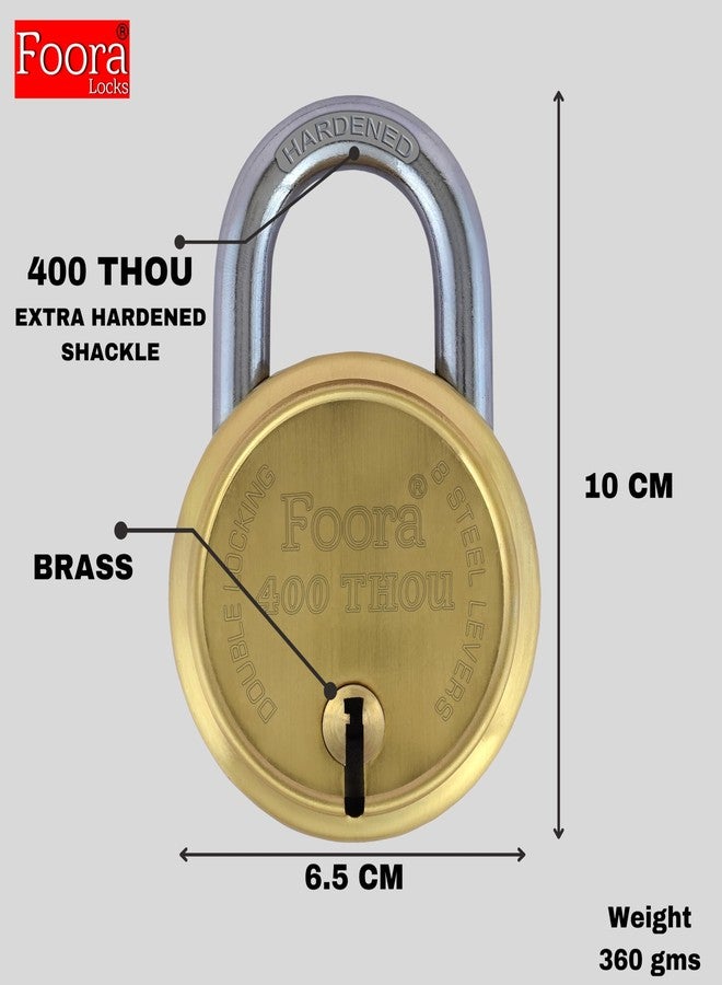 Foora 400 Thou,Same Key Lock,Double Locking, Hardened Shackle,Gold Padlock,Finish, Size 65mm, 2 Lock,Open,Single Key - Image 4